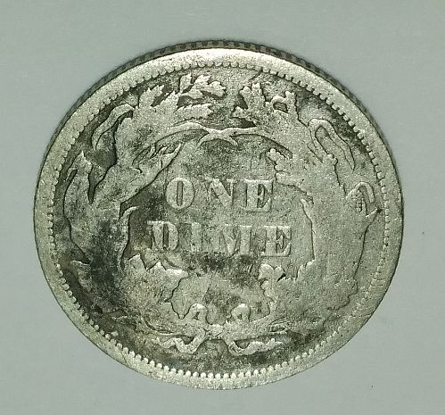 1868-P Seated Liberty Dime 10c, Silver, circulated, less than 465k minted!