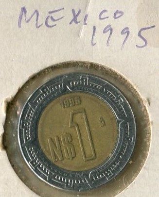 MEXICO -- 1995   1  Peso   Bi-Medal --  FINE
