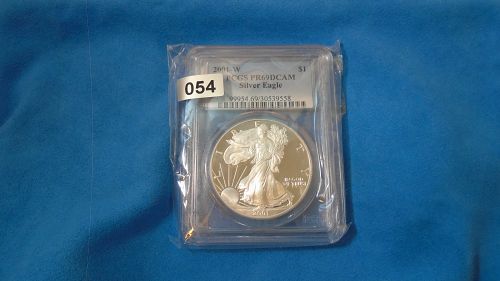 2001 (W) PCGS PR69DCAM Silver Eagle Item  (# 054)