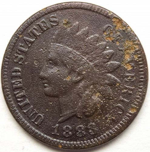 1883 P Indian Head Cent #32 Porosity and Corrosion as shown