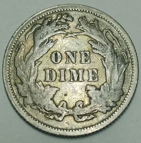 1876-P Seated Liberty dime, Silver, attractive mid-grade coin, natural surfaces