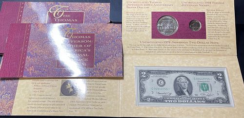 1993-P Jefferson Commemorative Coinage & Currency Set • Includes UNC $2 *Star*