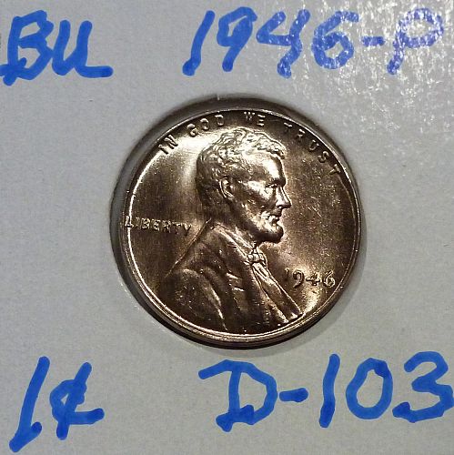 1946-P Gem BU RED Lincoln Wheat Cent (D-103)