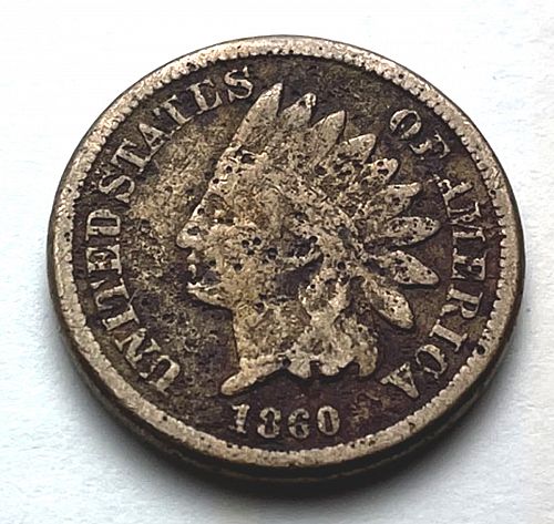 1860 Indian Head Cent Copper-Nickel Oak Wreath With Shield 4724