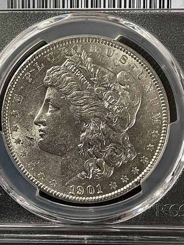 1901 Morgan Silver Dollar PCGS Gold Shield (AU58)