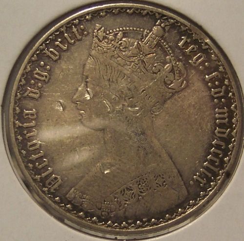 KM# 746.1 1859 Great Britain Silver Florin Fine Details #0521