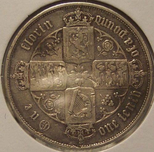KM# 746.1 1859 Great Britain Silver Florin Fine Details #0521