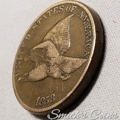 1858 ~ Large Letters ~ Flying Eagle Cent ~ Fine
