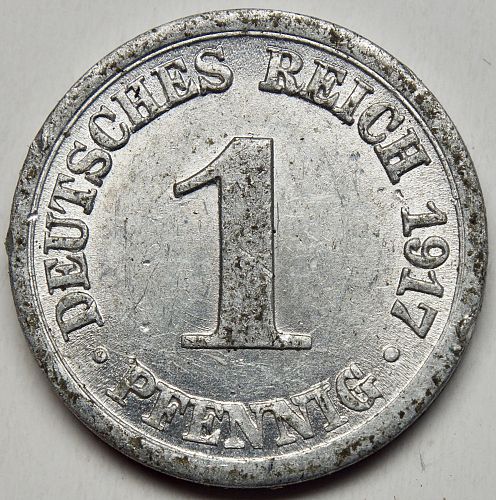 1917D  Germany 1 Pfennig#2 Mint Aluminum Coin