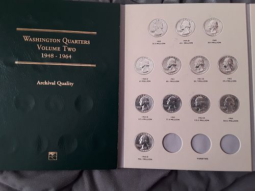 WASHINGTON QUARTER 1948-1964 TOTAL COINS 40