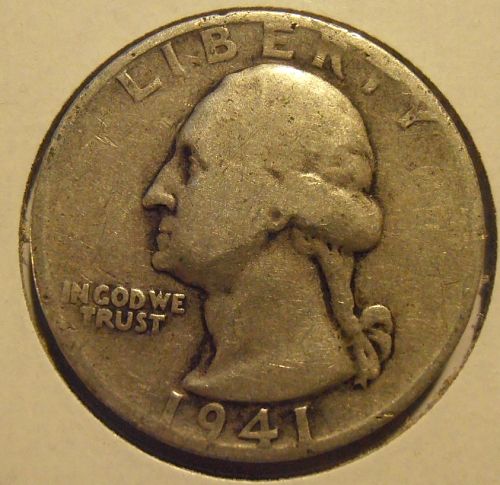 1941 S Washington Silver Quarter,  (41SEW1)