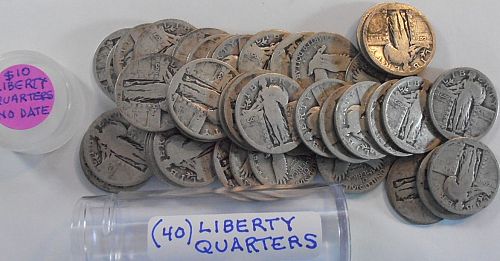 Full Roll - Liberty Standing Quarters, Silver, WITHOUT DATES