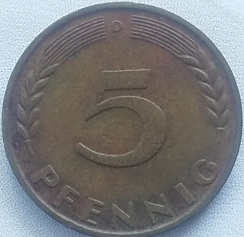 Germany 5 Pfennig 1966 D VF