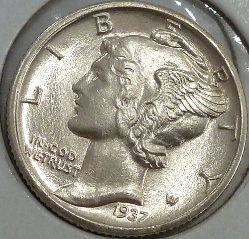 1937-D Brilliant Uncirculated Mercury Dime GEM BU ( 888-41)