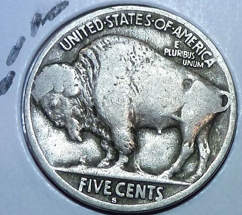 1915-S Grades VERY FINE Buffalo Nickel Coin ( 1550-12)
