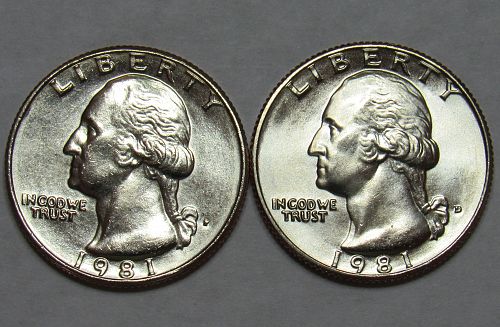 1981 P&D Washington Quarters in BU condition