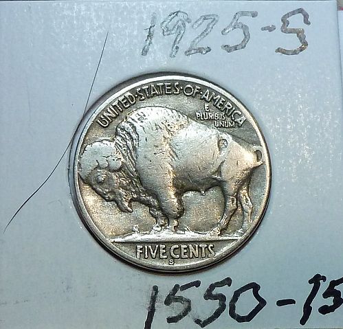 1925-S Full Very Fine Buffalo Nickel  (1550-15 )