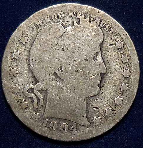 1904-P Barber Silver Quarter