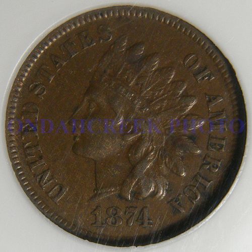 1874 Indian Head Cent NGC XF 40 BN Snow 8