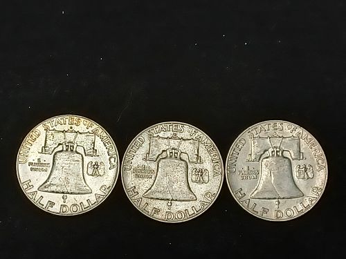 Three beautiful 1963D Franklin Half Dollars