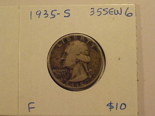 1935 S Washington Silver Quarter,  (35SEW6)