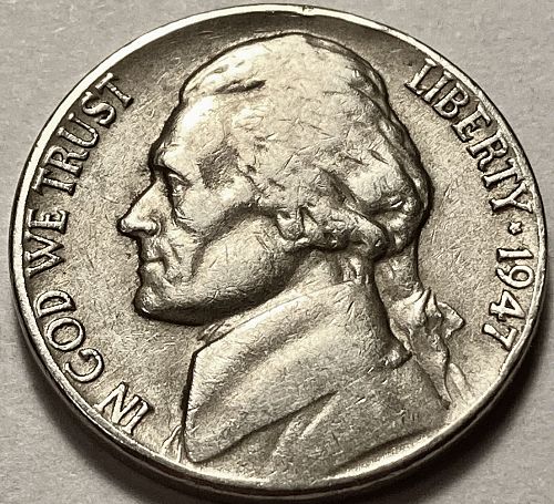 1947 P Jefferson Nickels