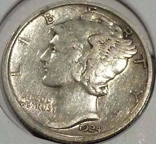 1924-D Grades Extra Fine Mercury Dime   ( 5995-20)