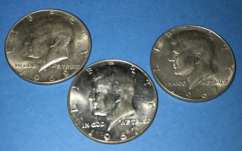 3 Silver John F Kennedy Half Dollars