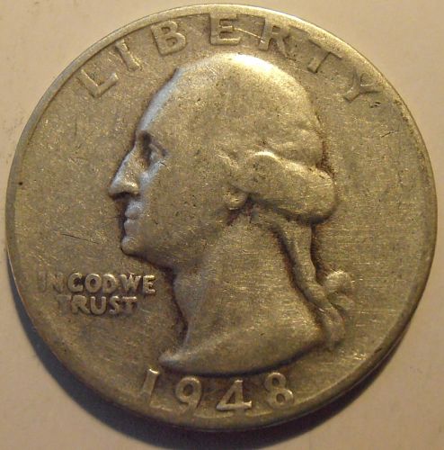 1948 S Washington Silver Quarter,  (48SEW7)