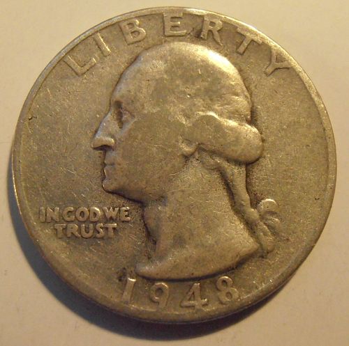 1948 S Washington Silver Quarter,  (48SEW8)