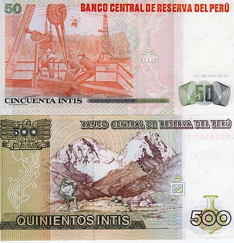 JUNE 26, 1987  CENTRAL BANK OF PERU  (2NOTE) BANKNOTE LOT