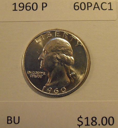 1960 P Washington Silver Quarter,  (60PAC1)