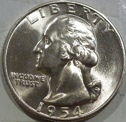 1954-S GEM BRILLIANT UNCIRCULATED Washington Quarter  BU # (228-D)