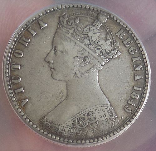 1849 Gothic Florin - Graded & Authenticated by ANACS - VF 25 - "Godless" Variety