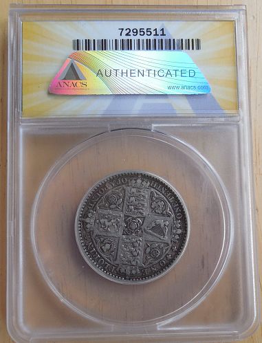 1849 Gothic Florin - Graded & Authenticated by ANACS - VF 25 - "Godless" Variety