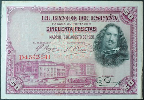 Spain P75c 50 Pesetas VF+