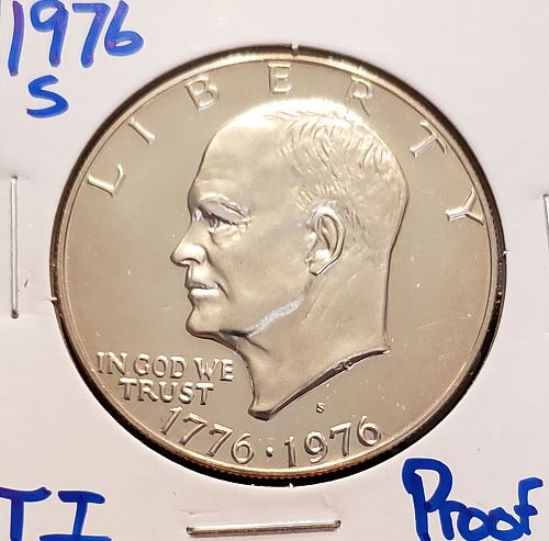 1976-S Eisenhower Dollar: Type 1 - Low Relief - Bold Lettering
