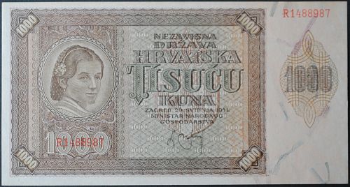 Croatia P4a 1000 Kuna AU+