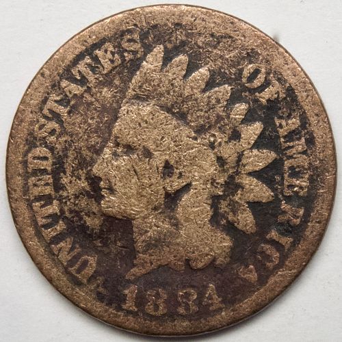 1884 P Indian Head Cent #42  Cleaned