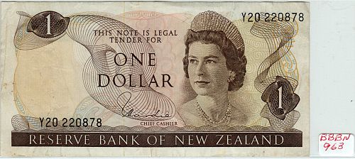 1977 NEW ZEALAND ONE DOLLAR BANKNOTE