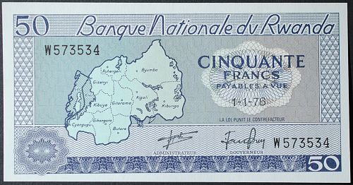 Rwanda P7c 50 Francs UNC63