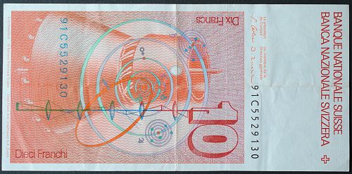 Switzerland P53j 10 Franken VF+