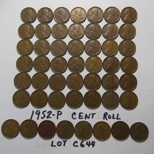 1952-P LINCOLN WHEAT CENT ROLL (50-CENTS F to VF) LOT C644