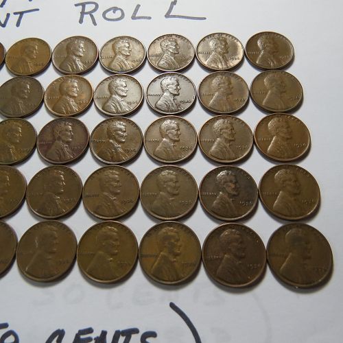 1936-P LINCOLN WHEAT CENT ROLL (50-CENTS G to F) LOT C686