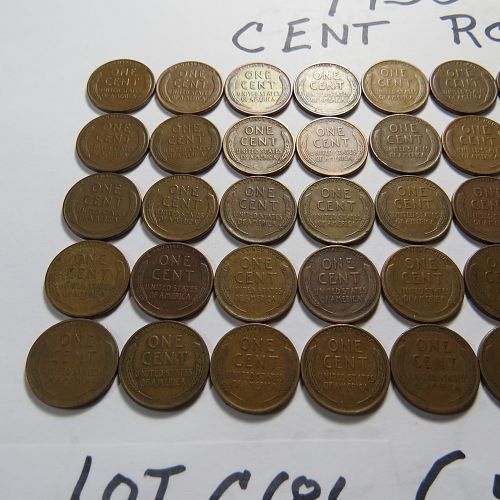 1936-P LINCOLN WHEAT CENT ROLL (50-CENTS G to F) LOT C686