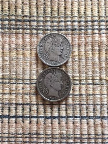 1904 & 1908 BARBER DIMES