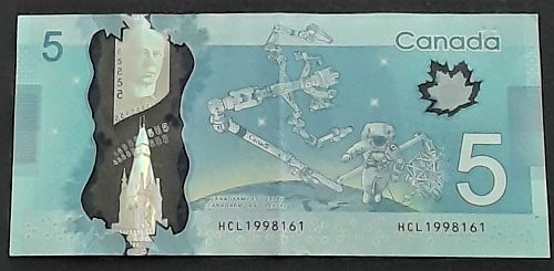 2013 Canada 5 Dollar Bill