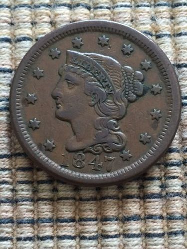 1847 BRAIDED HAIR LARGE CENT