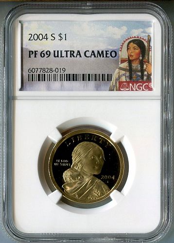 2004 - S  SACAGAWEA  "Golden Dollar"  NGC  PF 69 UC