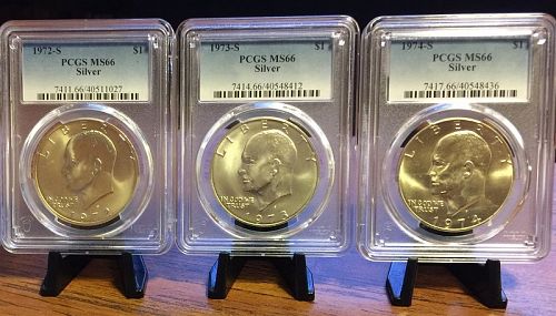 1972-73-74 S $1 Silver Ike Eisenhower Dollar PCGS MS66